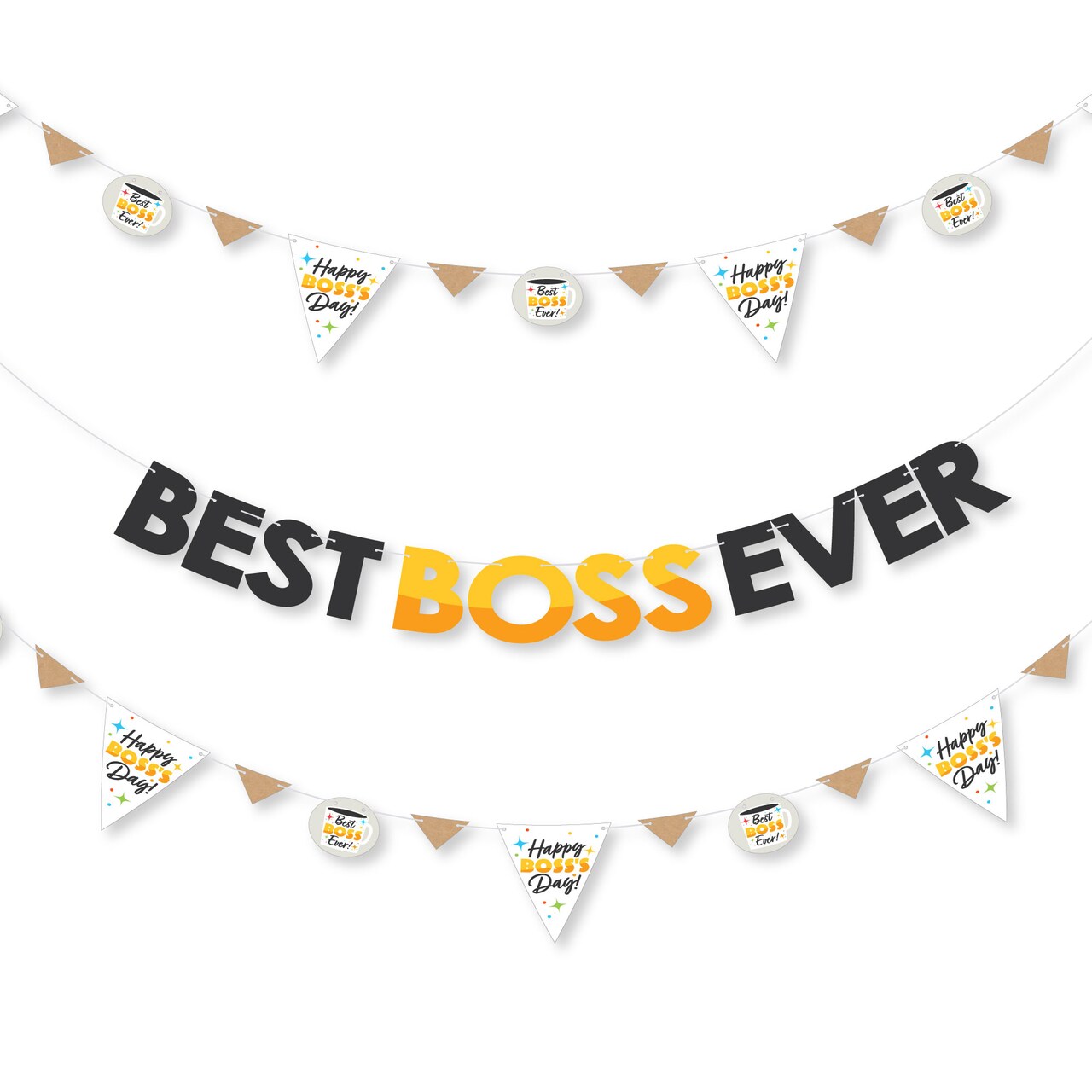 Big Dot of Happiness Happy Boss’s Day - Best Boss Ever Letter Banner Decoration - 36 Banner Cutouts and Best Boss Ever Banner Letters